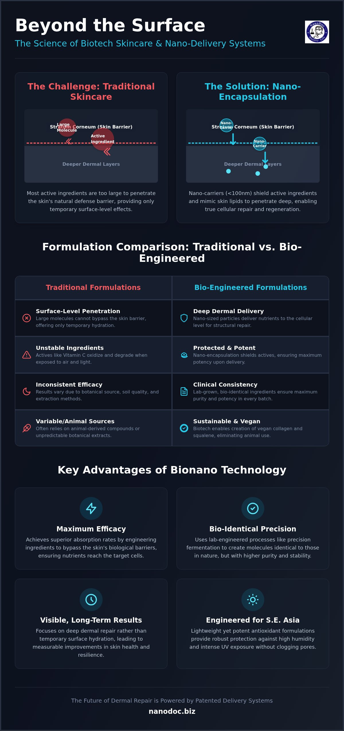 The Role of Nano-Emulsion in Absorption for oral and skin — infographic